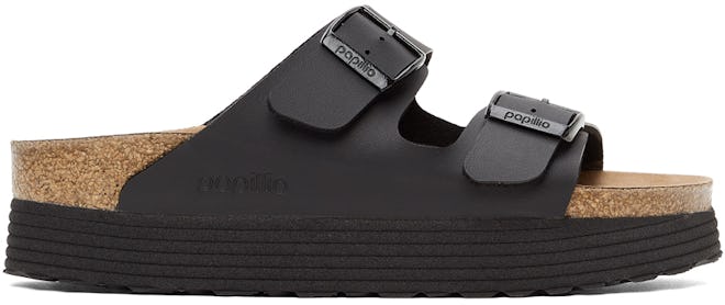 Black Papillio Birko-Flor Narrow Arizona Platform Sandals: image 1
