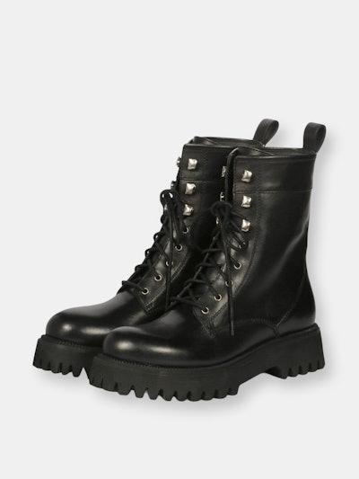 Anastasia Leather Lace Up Boots - Black: image 1