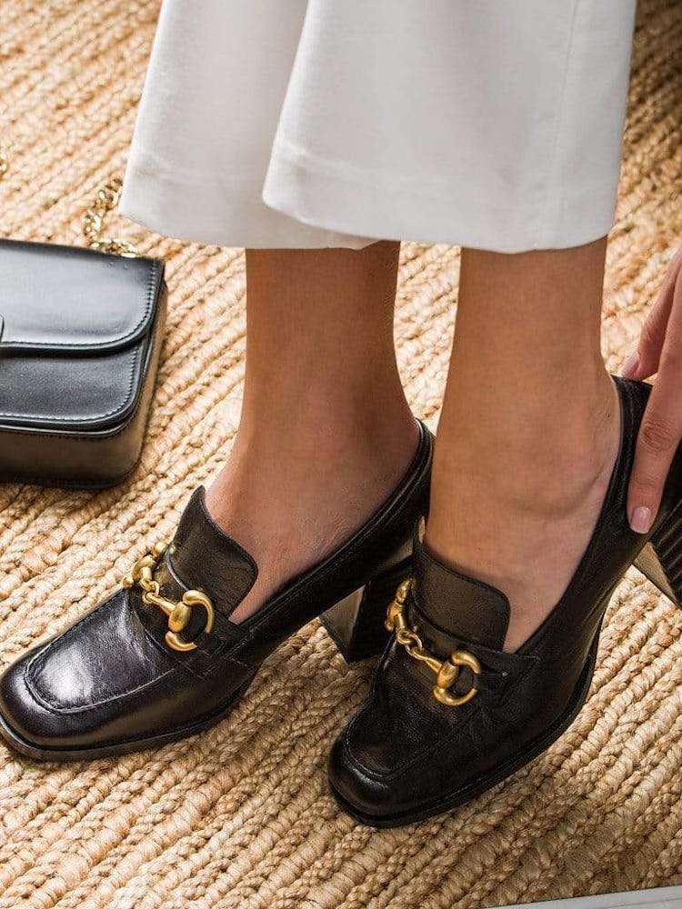 Valentina Black Leather Handcrafted Loafer: additional image
