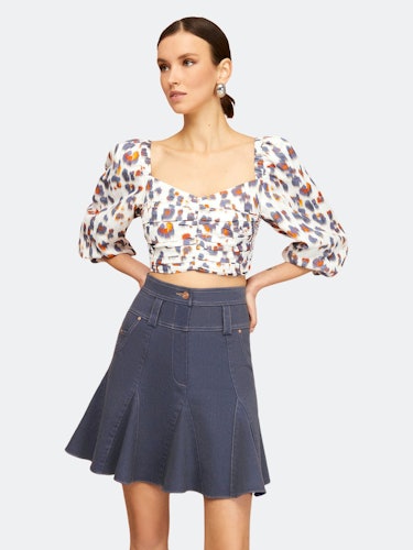 Flowing Mini Jean Skirt: additional image