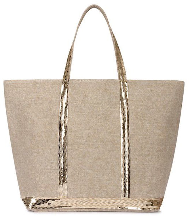 Linen and Sequins L Cabas Tote: image 1