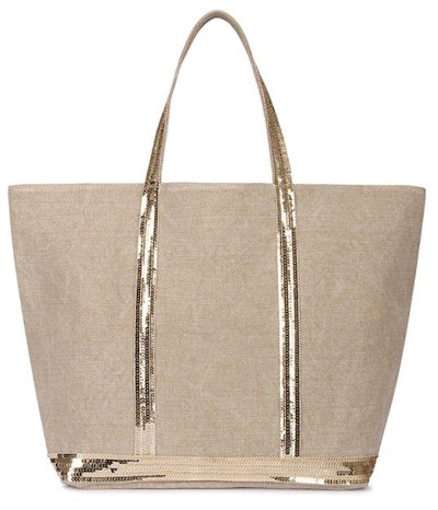 Linen and Sequins L Cabas Tote: image 1