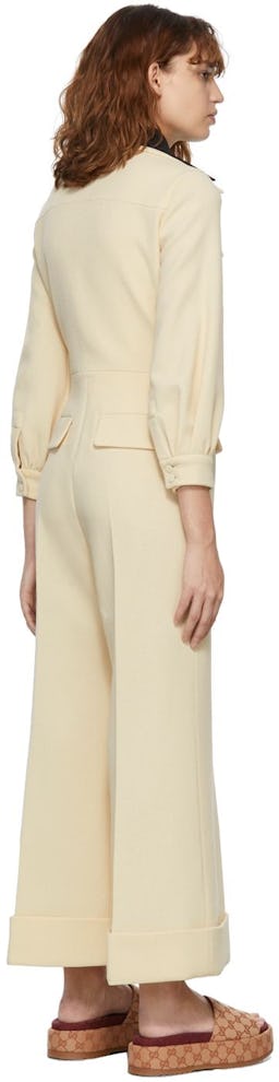 Beige Leather Belted Jumpsuit: additional image
