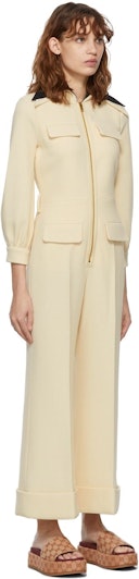Beige Leather Belted Jumpsuit: additional image