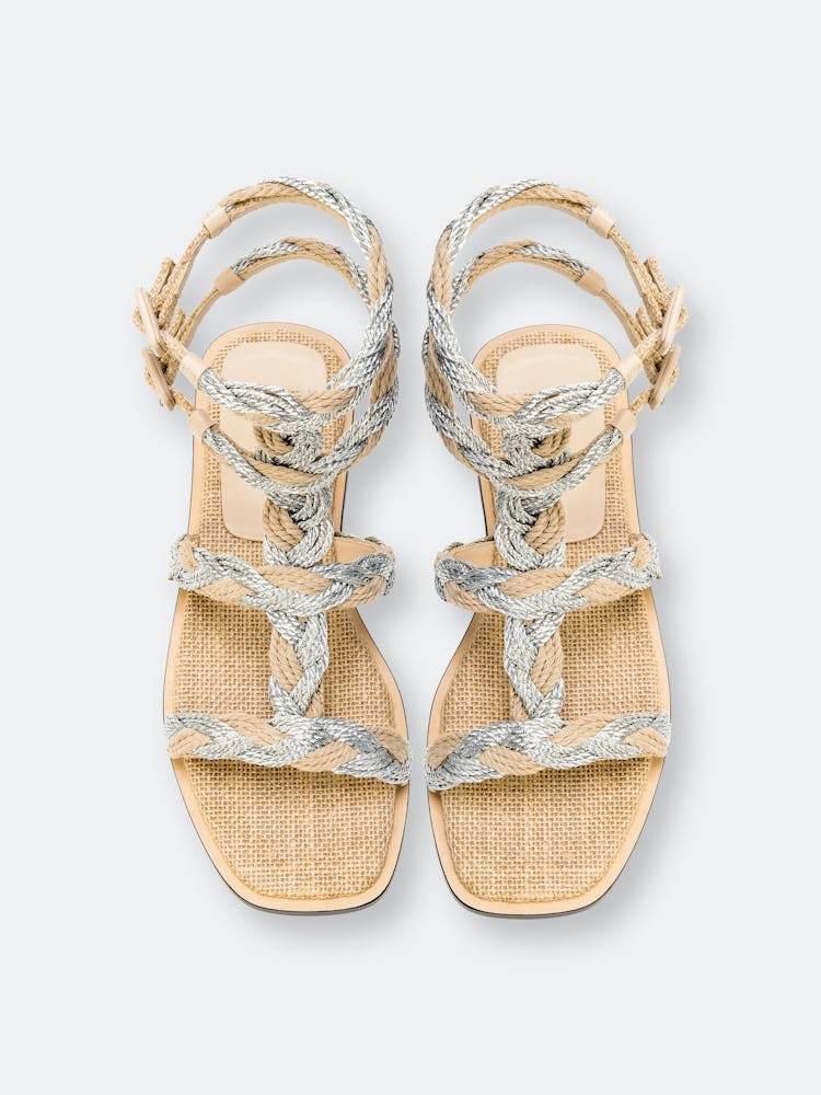 Ronda Natural & Silver Ankle Strap Sandal: image 1