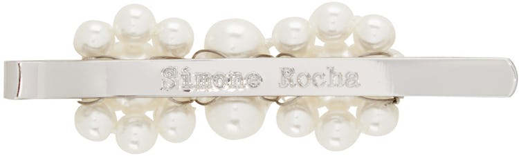 Silver Mini Pearl Flower Hair Clip: additional image