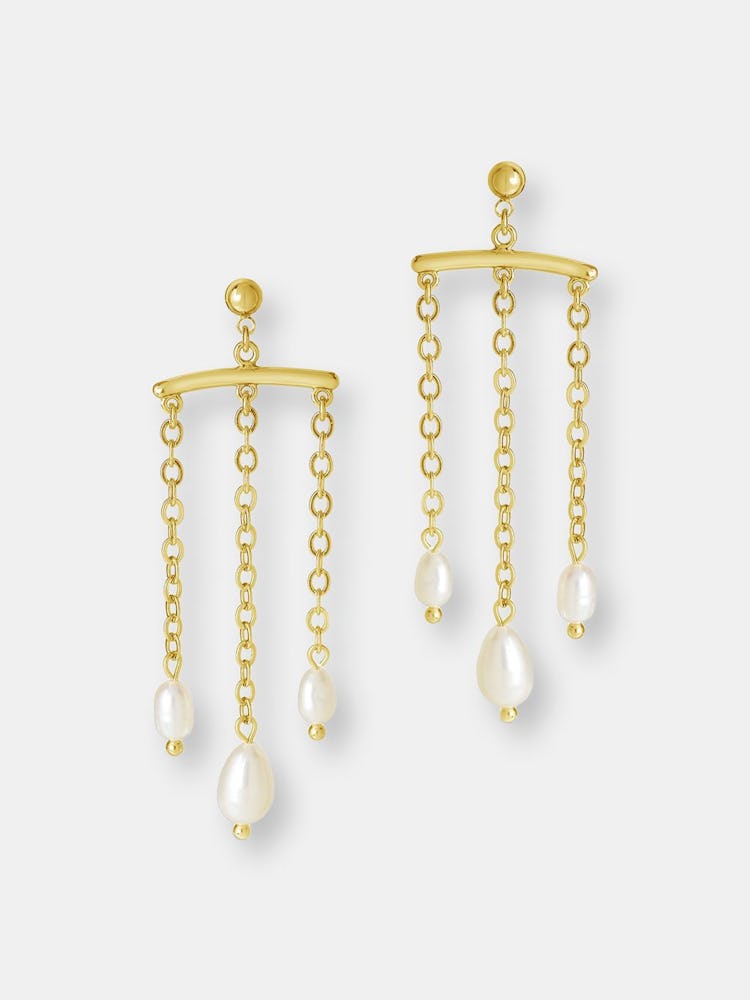 Chains & Pearls Chandelier Drop Earrings: additional image