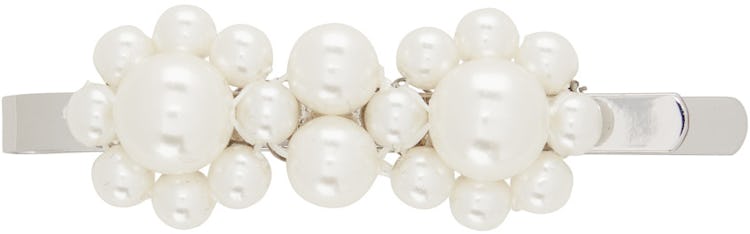 Silver Mini Pearl Flower Hair Clip: image 1