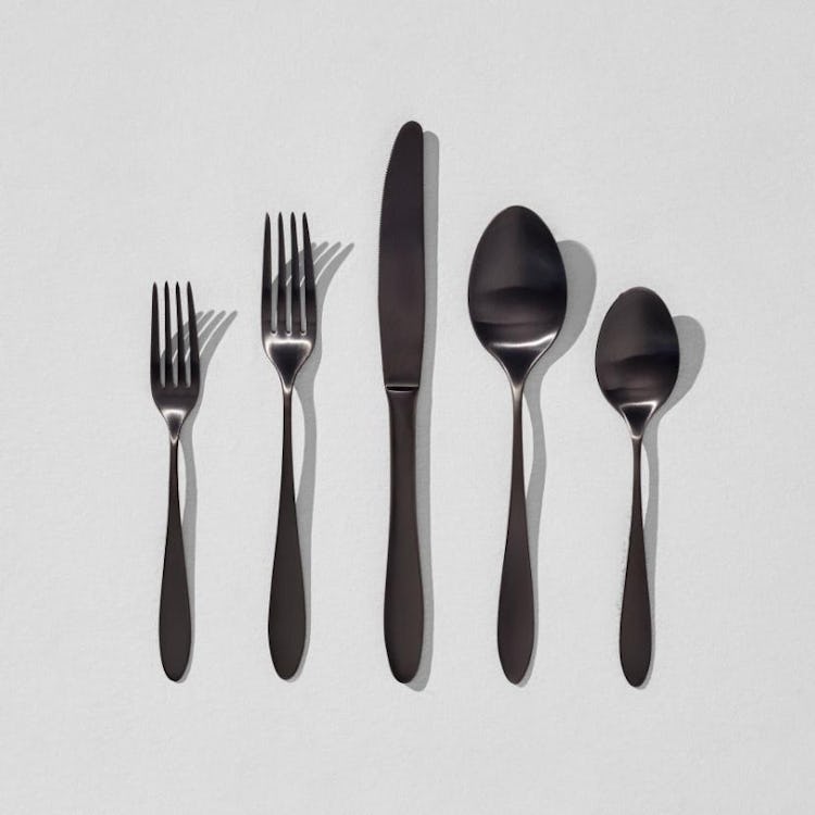 satin black flatware set: image 1