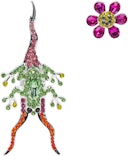 Silver Rhinestone Frog & Flower Earring: image 1