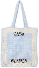 Blue & Off-White Crochet Logo Tote: additional image
