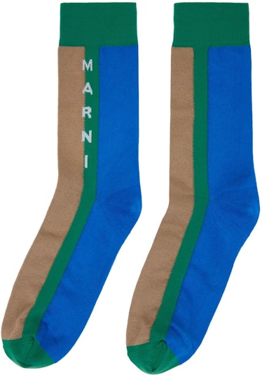 Blue & Brown Logo Socks: image 1