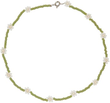 Green & White Daisy Choker Necklace: image 1