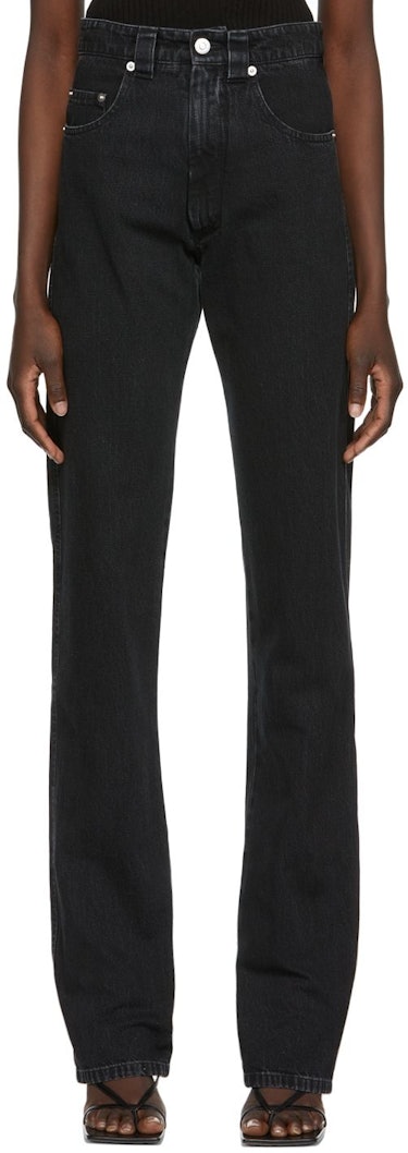 SSENSE Exclusive Black Denim Straight-Leg Jeans: image 1