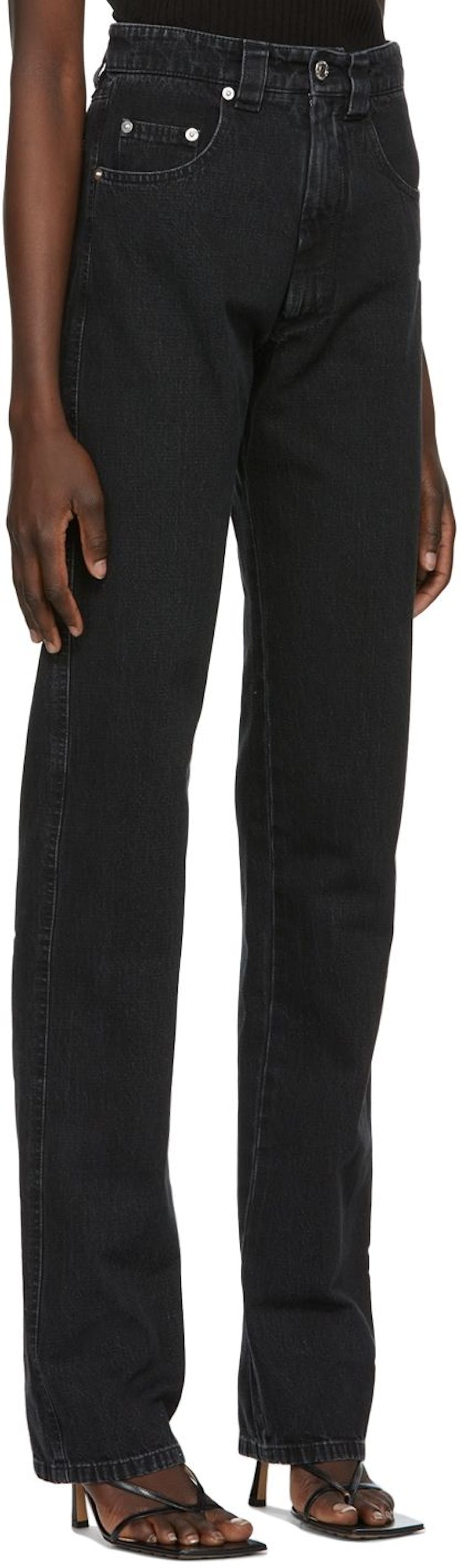 SSENSE Exclusive Black Denim Straight-Leg Jeans: additional image