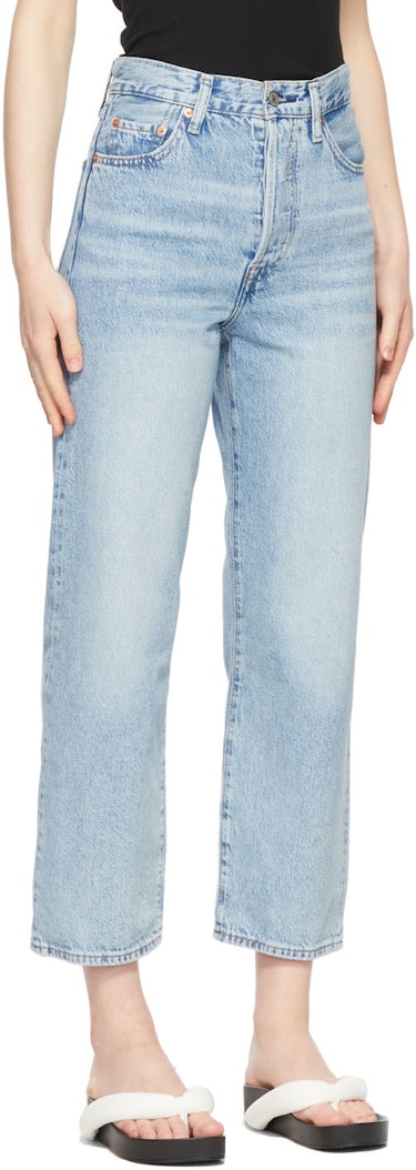 Blue Ribcage Straight Ankle Jeans: additional image