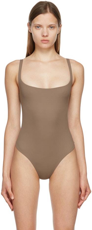 Taupe Fits Everybody Square Neck Bodysuit: image 1