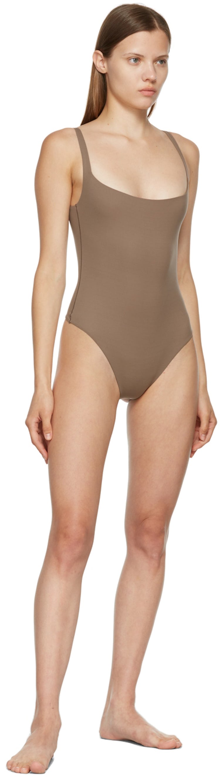 Taupe Fits Everybody Square Neck Bodysuit: additional image