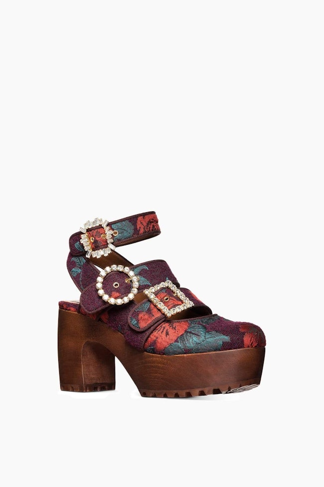 Jacquard Ankle Strap Clog in Red Floral: additional image