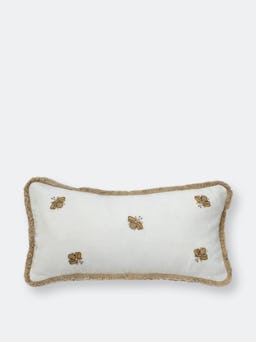 Embroidered Bee Fringe Pillow: image 1