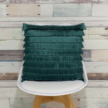 Furn Flicker Tiered Fringe Cushion Cover (Teal) (18 x 18 in): additional image