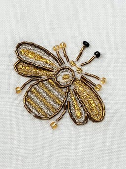 Embroidered Bee Fringe Pillow: additional image
