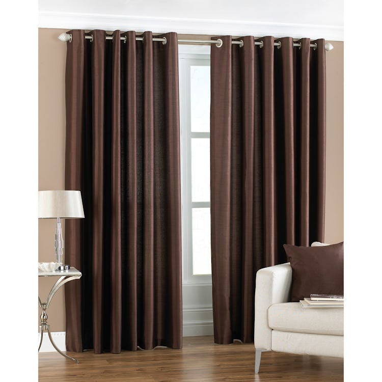 Riva Home Fiji Faux Silk Ringtop Curtains (Chocolate) (66 x 54 inch): image 1