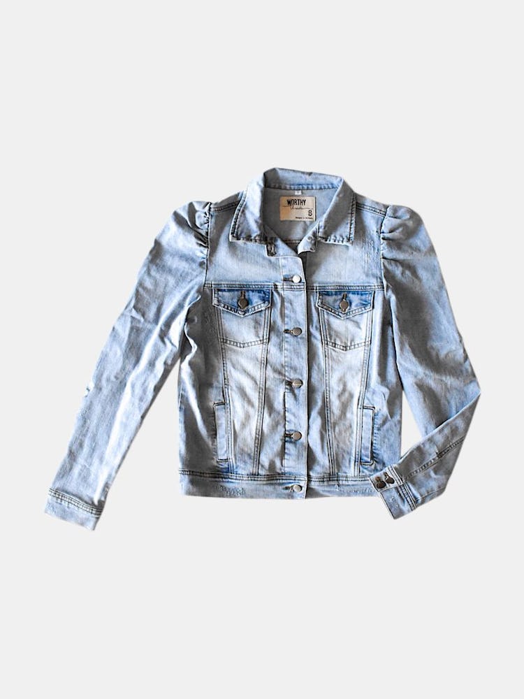 Adult Puff Sleeve Denim Jacket: image 1