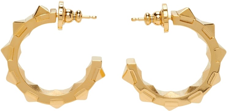 Gold Rockstud Hoop Earrings: image 1