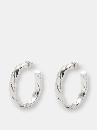 Braid Hoops in Silver: image 1