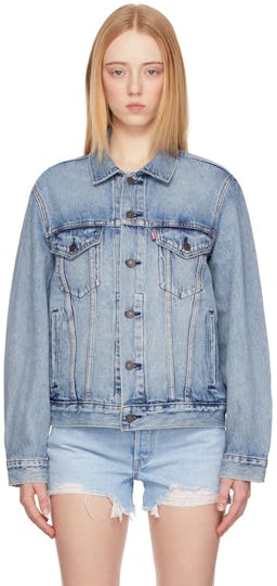 Blue Vintage Fit Trucker Denim Jacket: image 1