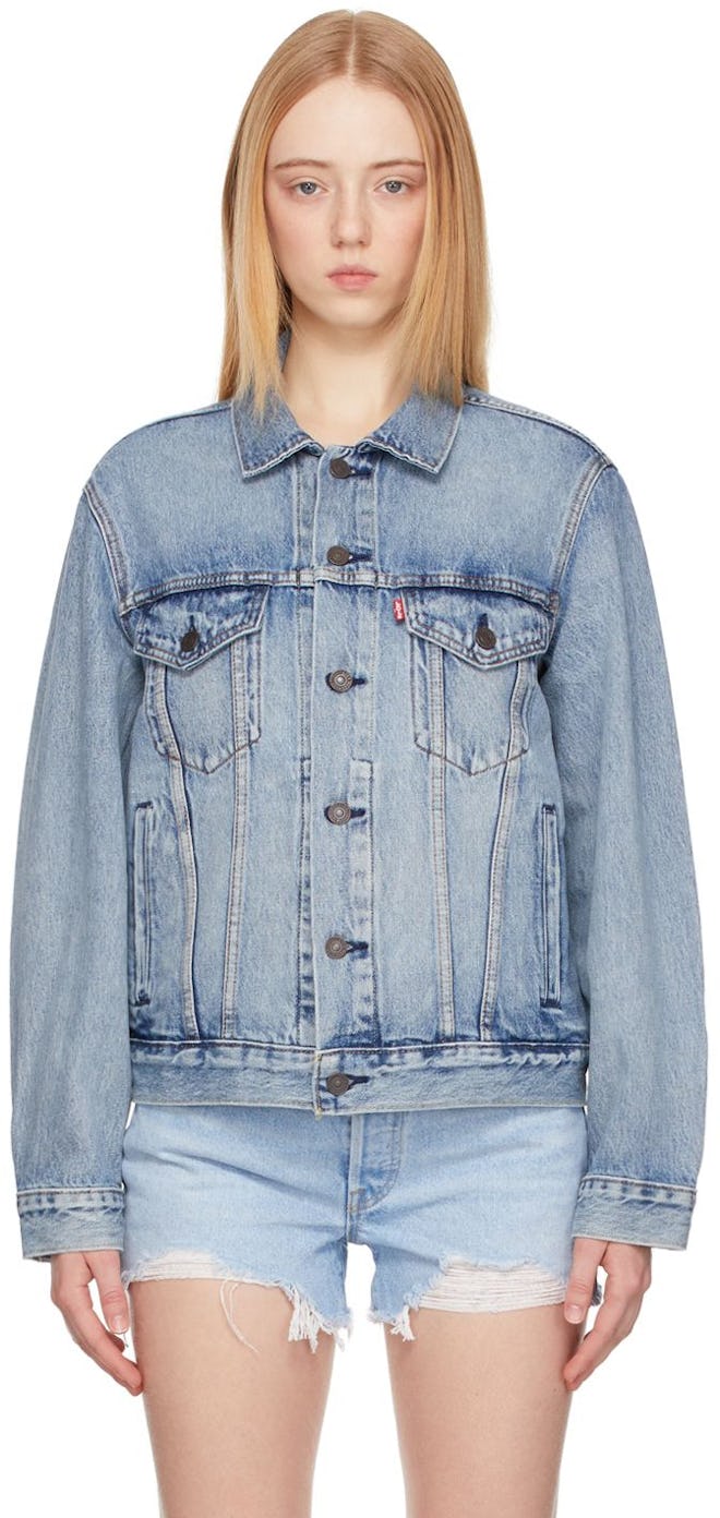 Blue Vintage Fit Trucker Denim Jacket: image 1