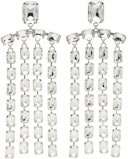 Silver Baguette Crystal Fringe Earrings: image 1