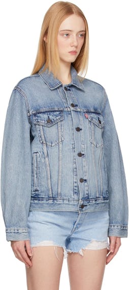 Blue Vintage Fit Trucker Denim Jacket: additional image