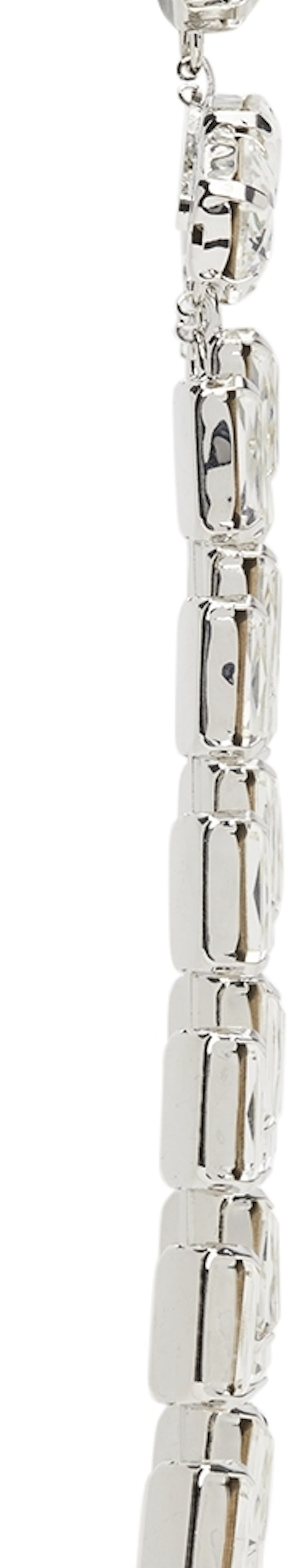 Silver Baguette Crystal Fringe Earrings: additional image