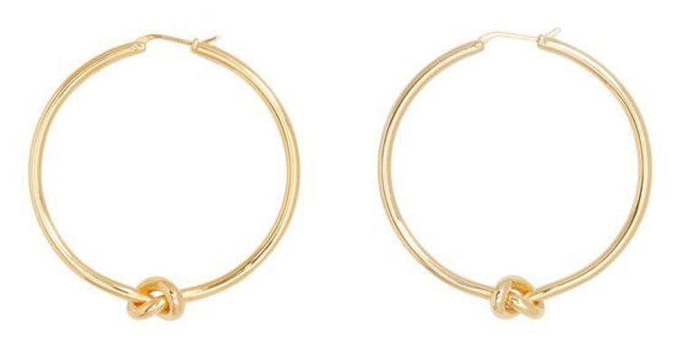 Knot Large Hoop in Brass with Rodium Finish: image 1