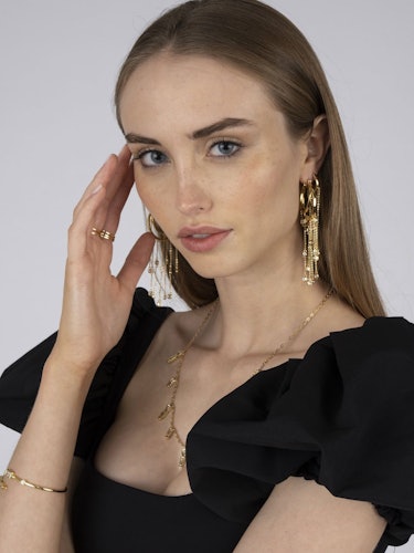 Juliette Hoop Earrings with Dangling Chains: additional image