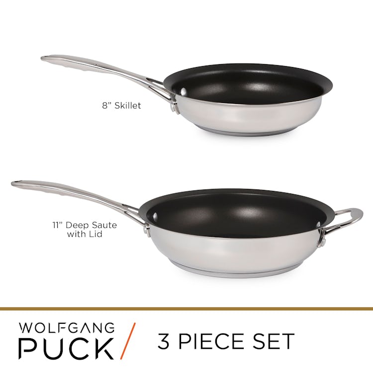 Wolfgang Puck 3-Piece Stainless Steel Skillet Set: additional image