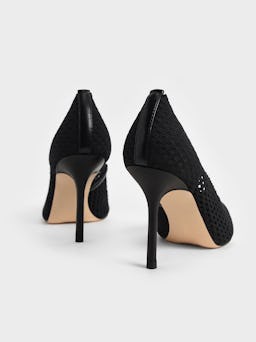 Knitted Stiletto Pumps - Black: additional image