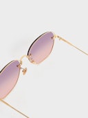 Multi-Tinted Cut-Out Butterfly Sunglasses - Gold: additional image