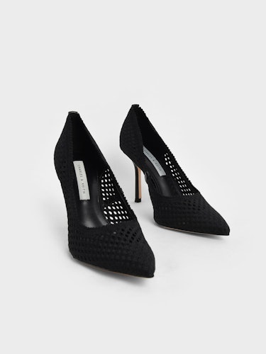 Knitted Stiletto Pumps - Black: additional image