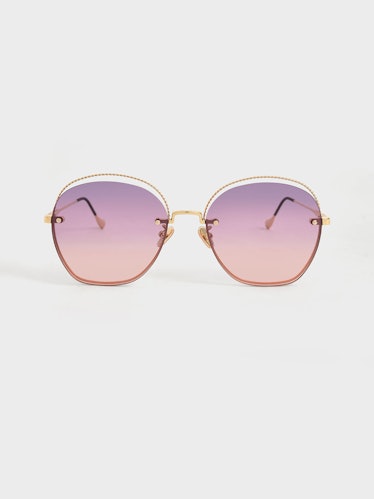 Multi-Tinted Cut-Out Butterfly Sunglasses - Gold: image 1