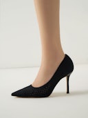 Knitted Stiletto Pumps - Black: additional image