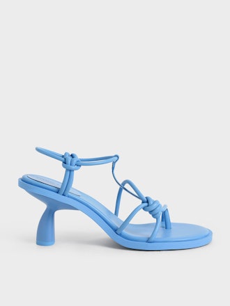 Strappy Knotted Thong Sandals - Blue: image 1