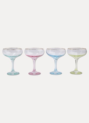 Rainbow Assorted Coupe Champagne Glasses - Set of 4: image 1