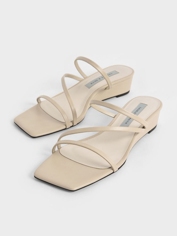 Strappy Wedge Mules - Beige: additional image