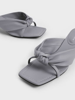 Square Toe Knotted Mules - Grey: additional image