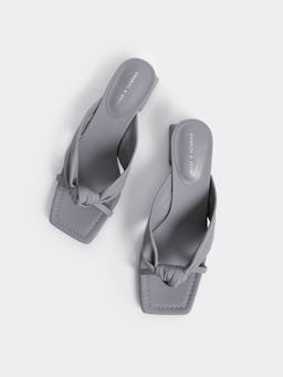 Square Toe Knotted Mules - Grey: additional image