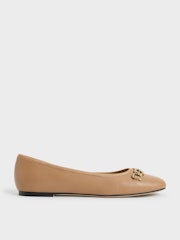 Chain Link Ballerina Flats - Camel: image 1