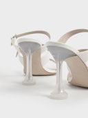 Triple Strap Sculptural Heel Mules - Cream: additional image